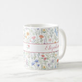 Coquette Wildblumenwiese Personalisiert Rosa Kaffeetasse (VorderseiteRechts)