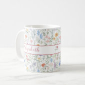 Coquette Wildblumenwiese Personalisiert Rosa Kaffeetasse (Vorderseite Links)