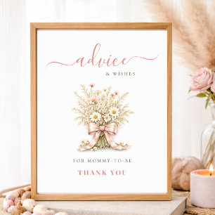 Coquette Wildflower Baby Shower Party Schild Berat