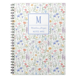Coquette Wildflower Meadow Personalised Blue Notizblock
