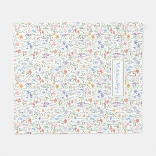 Coquette Wildflower Meadow Personalised Fleecedecke (Vorderseite (Horizontal))