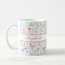 Coquette Wildflower Meadow Personalised Pink Kaffeetasse