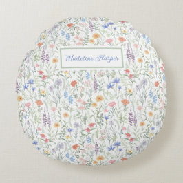 Coquette Wildflower Meadow Personalised  Rundes Kissen