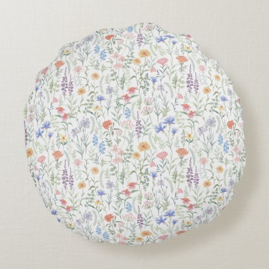 Coquette Wildflower Meadow Personalised Rundes Kissen (Rückseite)