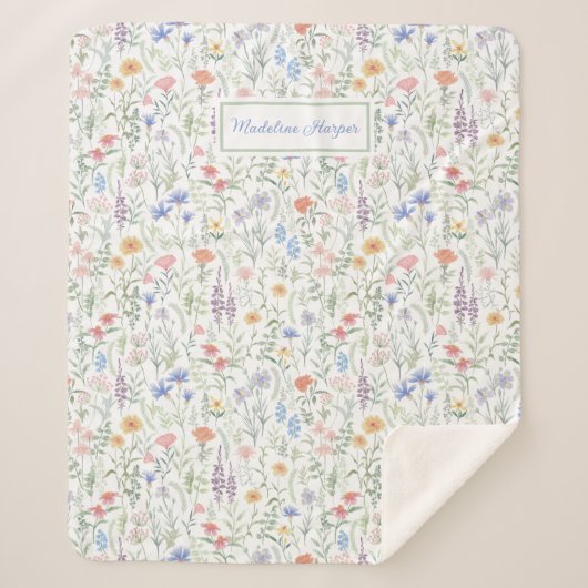 Coquette Wildflower Meadow Personalised Sherpadecke (Vorderseite)