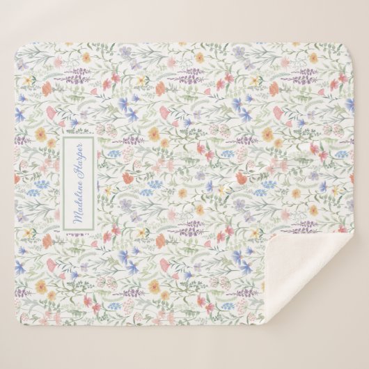 Coquette Wildflower Meadow Personalised Sherpadecke (Vorderseite (Horizontal))