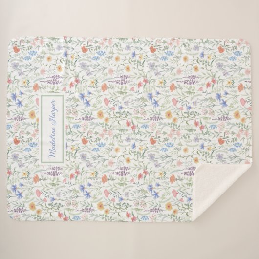 Coquette Wildflower Meadow Personalised Sherpadecke (Vorderseite (Horizontal))