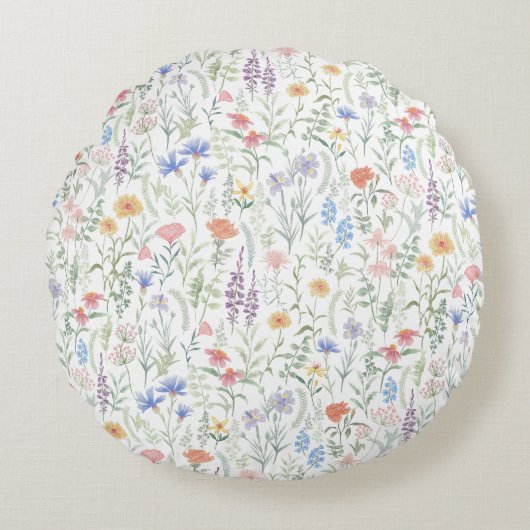 Coquette Wildflower Meadow  Rundes Kissen (Vorderseite)