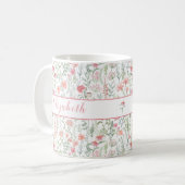 Coquette Wildflower-Wiese Personalisiert Rosa Kaffeetasse (Vorderseite Links)