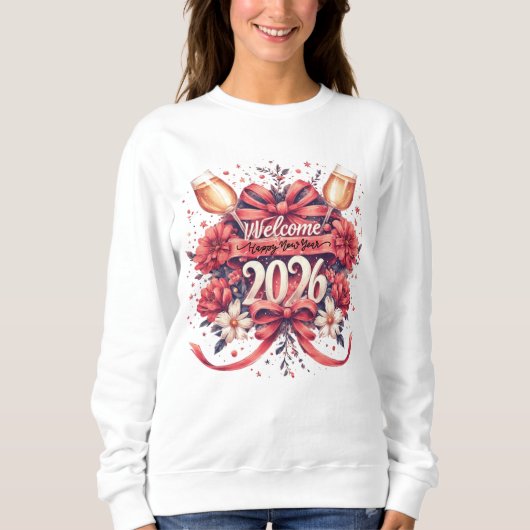 Coquette Willkommen 2026 Neujahrsdesign Sweatshirt (Vorderseite)