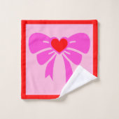 Coquette y2k Ribbon Muster Red & Pink Preppy Name Badhandtuch Set (Waschlappen)