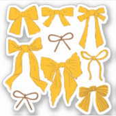 Coquette Yellow Bows Romantik Aufkleber (Vorderseite)