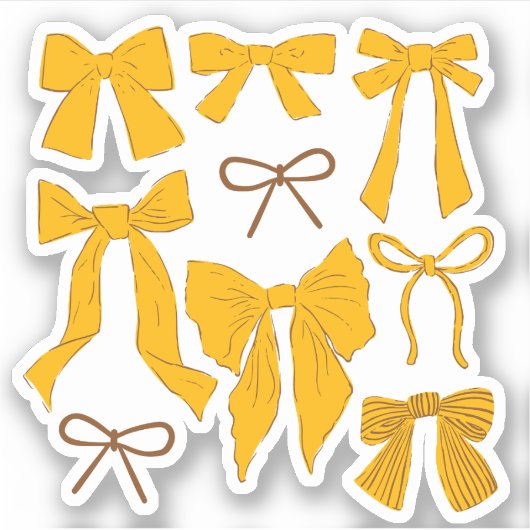Coquette Yellow Bows Romantik Aufkleber (Vorderseite)