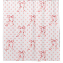 Coquette Zimmer Dekoration Rosa Bögen & Polka Dots Duschvorhang