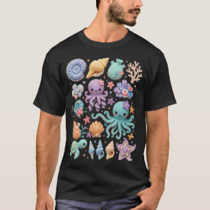 Coquettes Meer Leben Kawaii Quallen Oktopus Strand T-Shirt