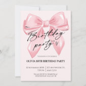 Coquettish Bow Pink Birthday Invitation Einladung (Vorderseite)