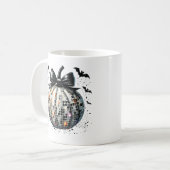 Coquettish Disco Ball Pumpkin Black Bow Tri-Blend Kaffeetasse (Vorderseite Links)