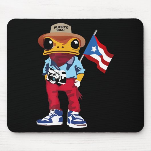Coqui Frog Puerto Rico Flag Taino Boricua Hispanic Mousepad (Vorne)