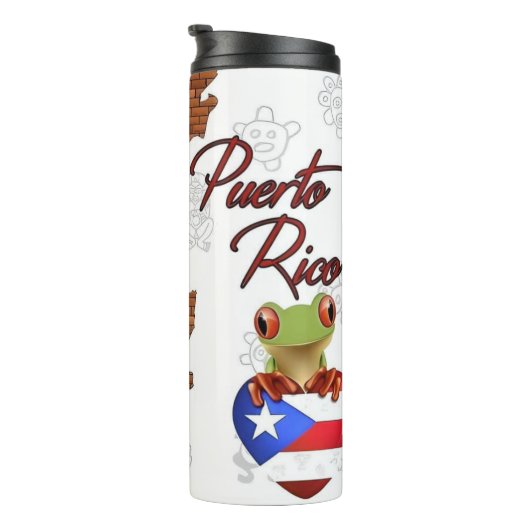 Coqui Frog und Puerto-Rico-Flagge Thermosbecher (Nach rechts gedreht)