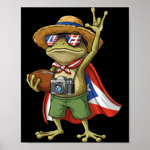 Coqui-Frosch puerto-ricanische Flagge puerto-rican Poster