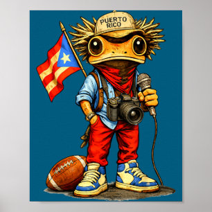 Coqui-Frosch Puerto Rico-Flagge puerto-ricanischer Poster