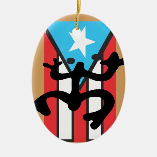 Coqui taíno auf Flagge von Puerto Rico Keramik Ornament (Vorne)
