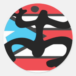 Coqui taíno auf Flagge von Puerto Rico Runder Aufkleber