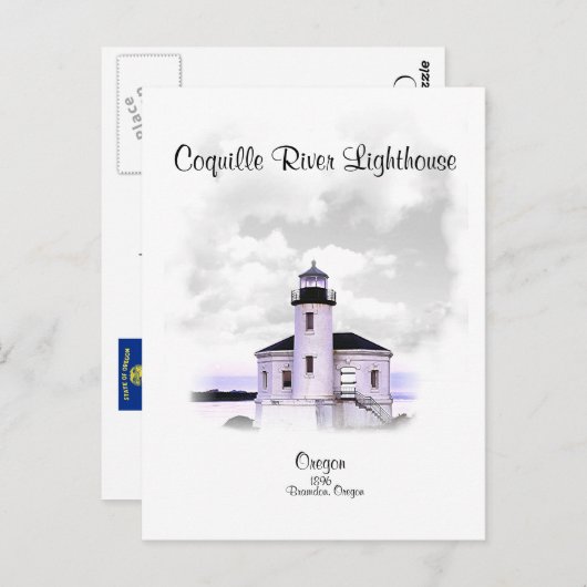 Coquille River Lighthouse - Oregon Postkarte (Vorne/Hinten)