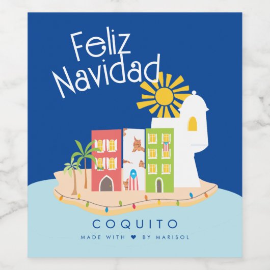 Coquito Altes San Juan Weihnachten Weinetikett (Einzelnes Label)