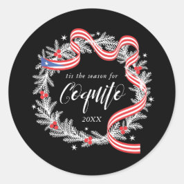 Coquito Christmas Wreath Classic Round Sticker