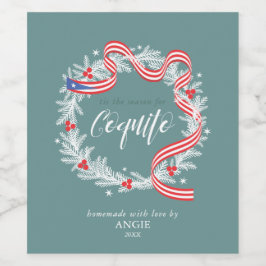 Coquito Christmas Wreath Weinetikett