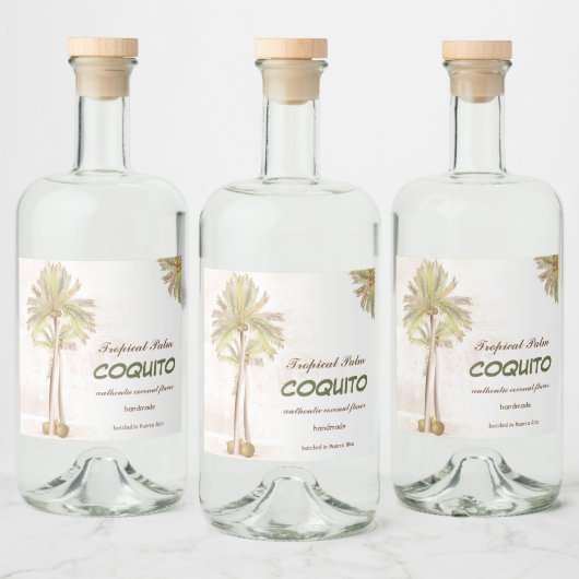 Coquito Coconut Tropical Palm Alkoholflaschenetikett (Flaschen)