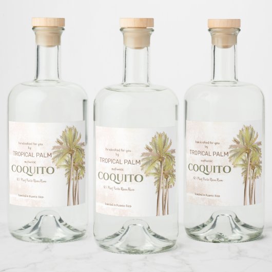 Coquito Coconut Tropical Palm Alkoholflaschenetikett (Flaschen)