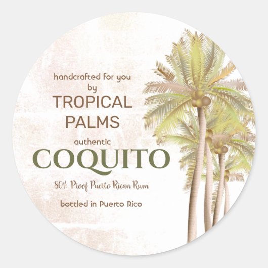 Coquito Coconut Tropical Palm Runder Aufkleber (Vorderseite)