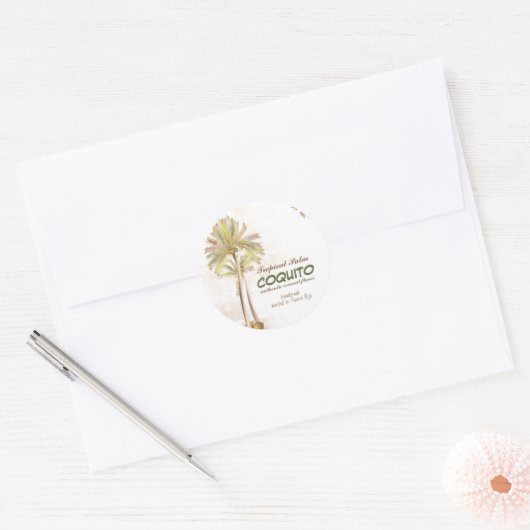 Coquito Coconut Tropical Palm Runder Aufkleber (Umschlag)