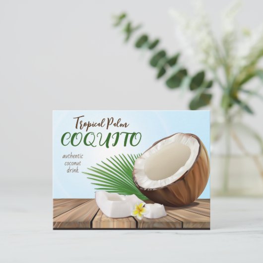 Coquito Coconut Tropisches Getränk Rezept Postkarte (Stehend Vorderseite)