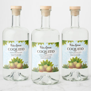 Coquito Coconut Tropisches Obst Alkoholflaschenetikett