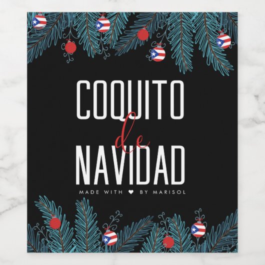 Coquito De Navidad Weinetikett (Einzelnes Label)
