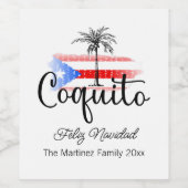 Coquito Feliz Navidad Flaggenpalmenflasche Weinetikett (Einzelnes Label)