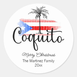 Coquito Frohe Weihnachtsfahne Palm Trecker Runder Aufkleber