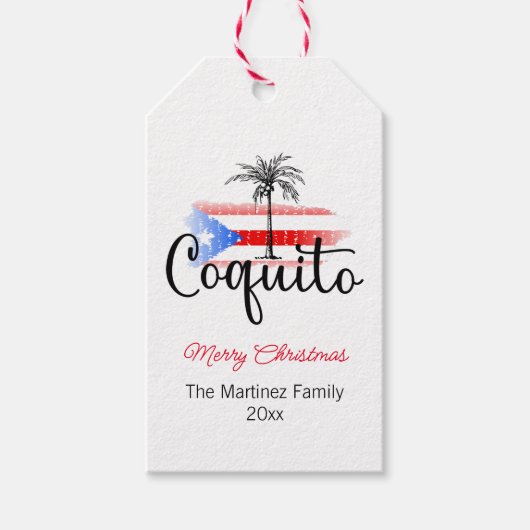 Coquito Frohe Weihnachtsfahne Palm Tree Geschenk T Geschenkanhänger (Vorderseite)