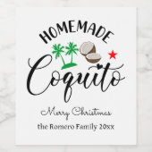 Coquito Hausgemachte Bäume Personalisiertes Flasch Weinetikett (Einzelnes Label)