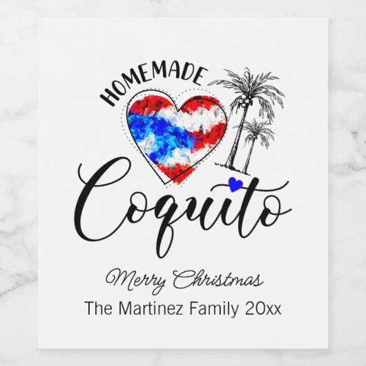 Coquito, hausgemachte Fahne Weinetikett (Einzelnes Label)