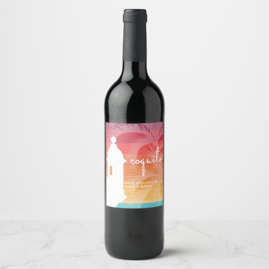 Coquito Palm Tree Weinetikett (Vorderseite)