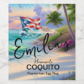 Coquito Recipe Egg Nog Drink Island Business Weinetikett (Einzelnes Label)