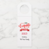Coquito Red Banner Feliz Navidad Flasche Hanger Ta Flaschenanhänger (Vorderseite)
