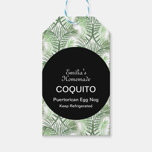 Coquito Rezept Drink Kokosnuss Eier Nog Palm Geschenkanhänger (Vorderseite)