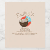 Coquito Rezept Drink Kokosnuss Hand gezogen Weinetikett (Einzelnes Label)