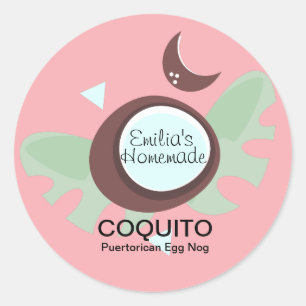 Coquito-Rezept Trinken Kokosnuss Eierpunsch Runder Aufkleber