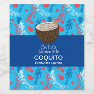Coquito-Rezept Trinken Palmen Egg Nog Blau Weinetikett